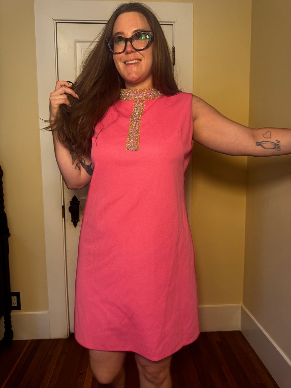 60s Vintage Hot Pink A Line Mini Dress Sz XL